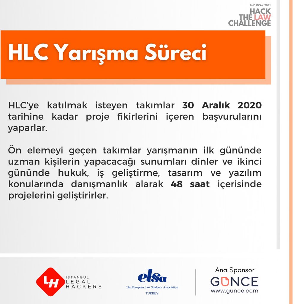 ISTLegalHackers's tweet photo. 30 Aralık 2020 saat 23.59’a kadar https://t.co/66pLt9MEVg linkinden başvuru formunu doldurarak HLC’ye başvurabilirsiniz!
Ödülleri ve yarışma boyunca katılımcılara yol gösterecek alanında uzman konuşmacı ve jürilerin kim olduğunu öğrenmek için bizi takip etmeye devam edin! https://t.co/HrDBh1Ru9w