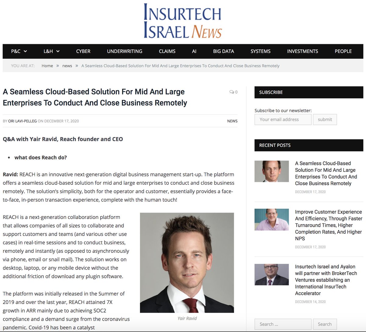 Reachhqcom's tweet image. Check out REACH's CEO, Yair Ravid interview to an Insurance newspaper, sharing more insights about REACH's latest rapid growth!

insurtechisrael.news/a-seamless-clo…