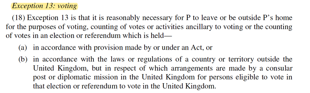 Here's a new exception to the gatherings/reasonable excuse to be outside your home - voting! Good but perhaps an indication that the government expect these restrictions to be in play for many more months, sadly