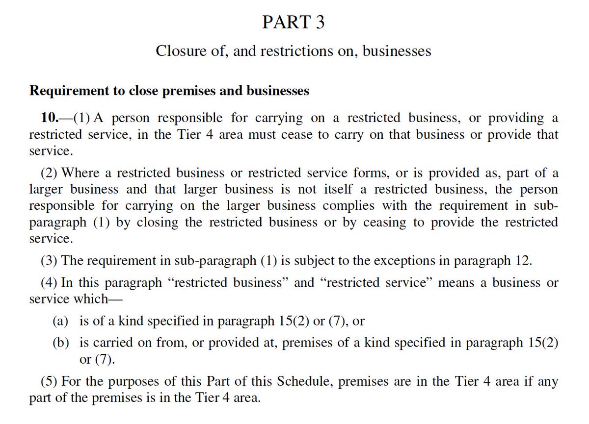 The business restrictions are really as before in lockdown with a few changes I think.