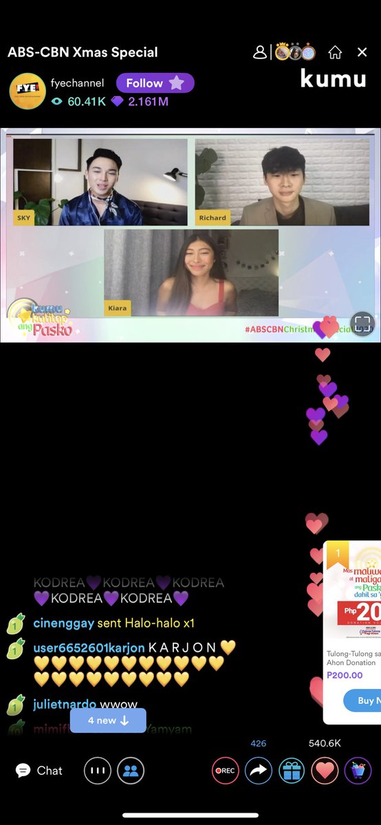 Bago ang ABS-CBN Christmas Special, panoorin muna ang Pre-Show on Kumu kasama ang ating hosts na sila <a href="/skyquizon/">SKY QUIZON ☁️🕷</a> <a href="/_kiatakahashi/">Kiara Takahashi</a> <a href="/richardjuan/">范鴻志 RICHARD JUAN 홍준</a> ✨ Proud of you guys! #ABSCBNChristmasSpecial2020