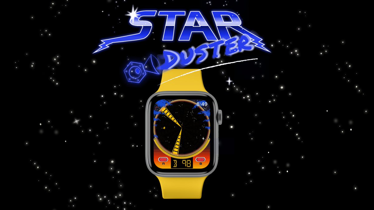 beardybird's tweet photo. We've just submitted the first version of Star Duster to Apple, fingers crossed it goes through review before christmas.

I believe this is the first footage we've shared :)

#indiegames #indiedev #idwo #watchkit #spritekit #applewatch #swift #starduster https://t.co/J1RTLhFBA2