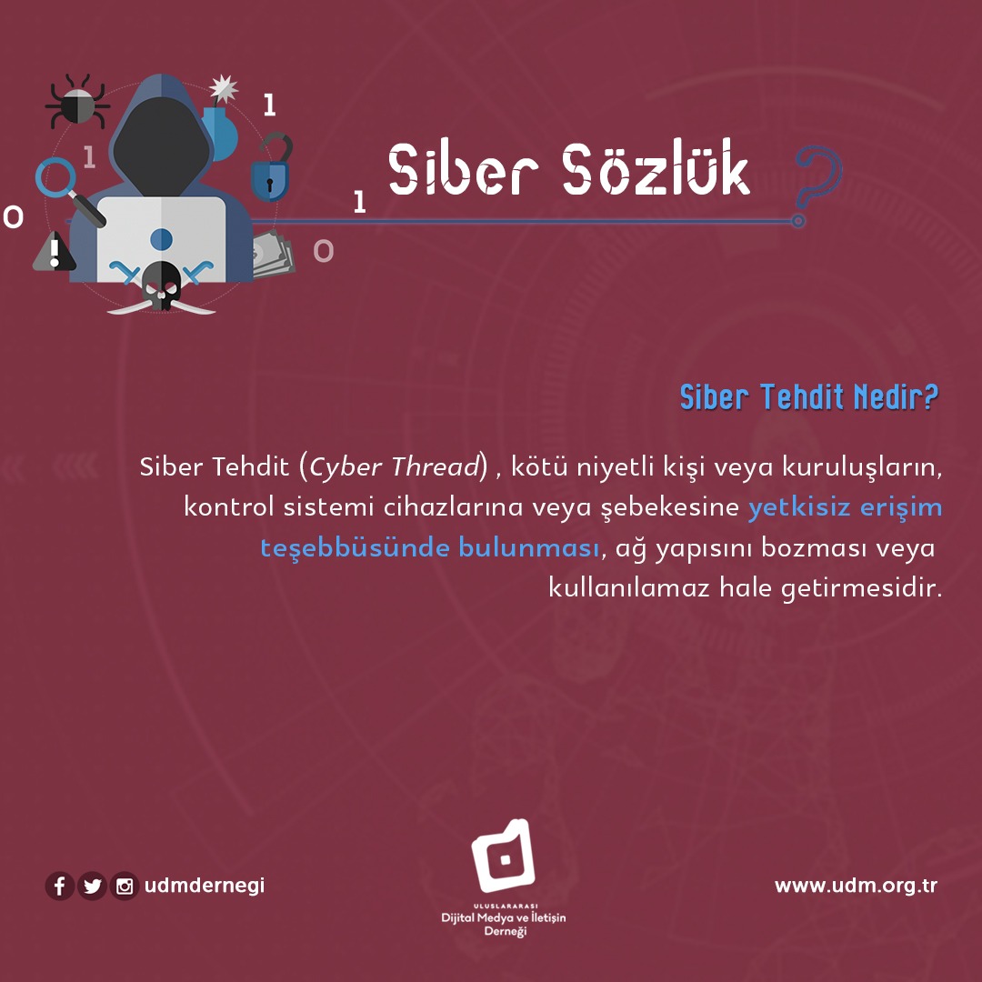 SİBER SÖZLÜK
'Siber Tehdit Nedir?'

#SiberSözlük #SiberTehdit #Siber