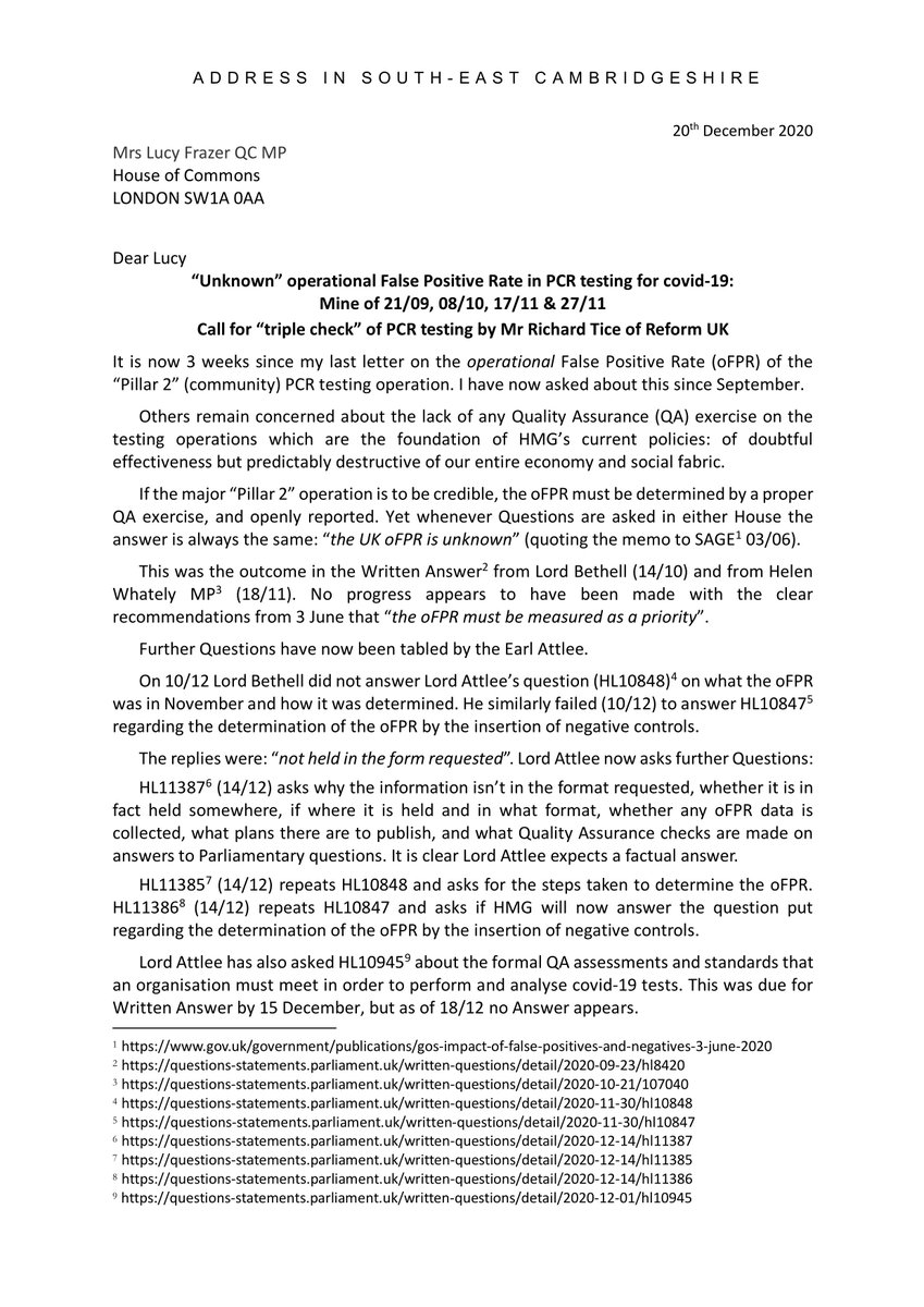Since I havn’t heard from  @lucyfrazermp for 3 weeks, I summed it all up for her in my latest letter, here (thread)