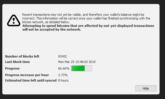 Well, we're two-thirds there.66.66%And it says another 8 hours. But I've come to look at that time indication as an interesting joke. It's been a pretty solid indicator of how long it's NOT going to take.