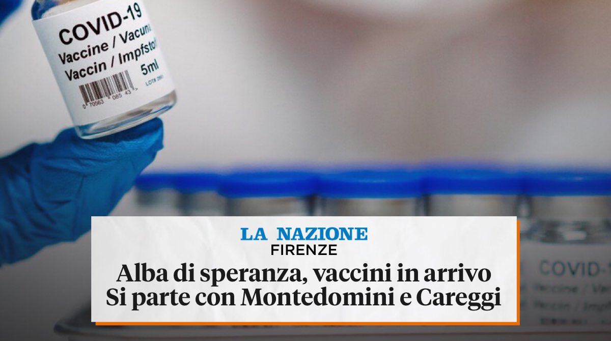 DarioNardella's tweet photo. Alle 6 del mattino del 27 dicembre, a #Firenze arriveranno le prime 620 dosi del #vaccino anti #Covid19. Si partirà da Careggi, Montedomini poi Torregalli e gli altri 10 ospedali hub con operatori, personale sanitario e ospiti delle Rsa. Vediamo la luce in fondo al tunnel. https://t.co/I5yVVrZRfD