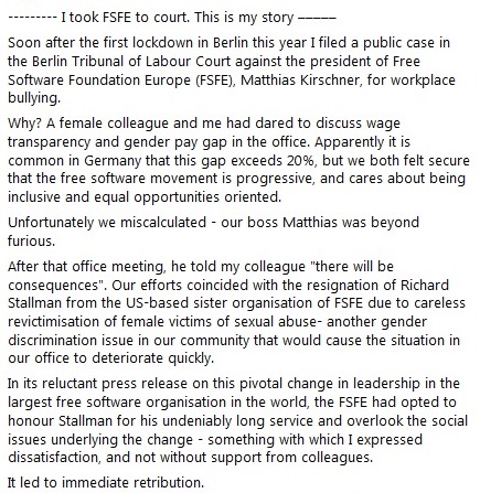 malinagalina's tweet photo. I took the president of #FSFE, #MatthiasKirschner to court and this is my story https://t.co/4OYYnYFGoh