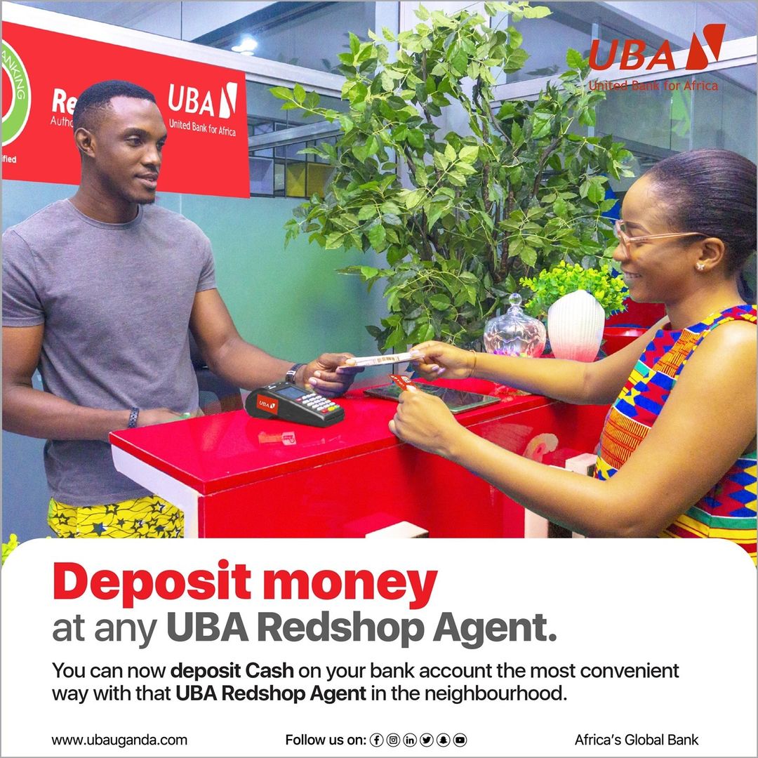 UBAUganda's tweet photo. With UBA Redshop Agent Banking, you can deposit money on your bank account without leaving your neighbourhood. Simply visit that Agent around the corner and deposit cash today.
#RedShopAgentBanking
#RedShop
#UBAAgentBanking
#AfricasGlobalBank https://t.co/sEDPjFhK8k