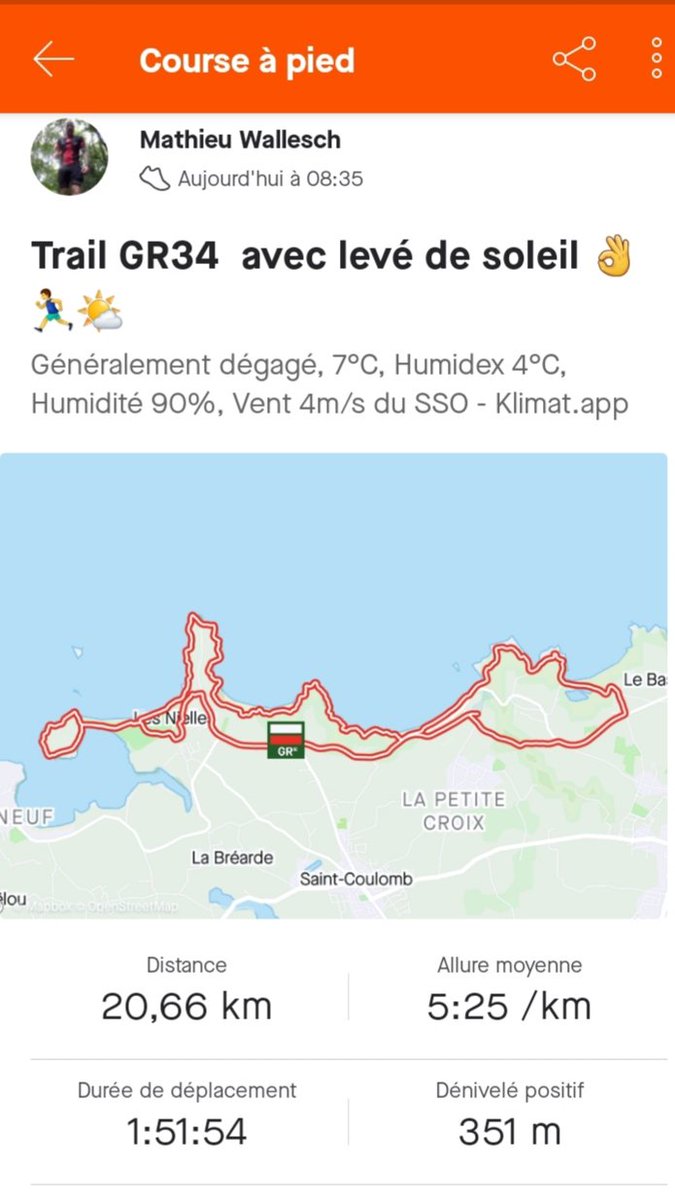 mathieuwallesch's tweet photo. Un dimanche qui a bien commencé 
#Altrarunning #EmbraceTheSpace #zerolimits #zerodrop #suunto #kinetikadrenalink #trail #running #Bretagne #gr34 https://t.co/KQ09aWKh4z