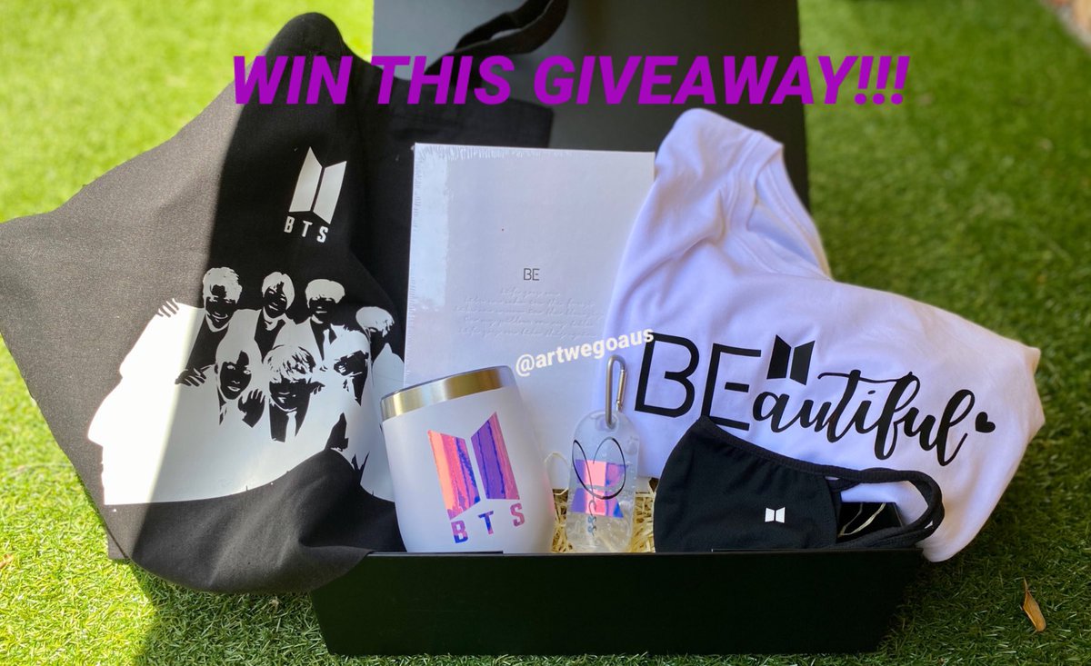 ArtWeGoAu's tweet photo. ARMY! Are you ready to start the year with a BANG with BANGTAN?

WIN this BTS inspired GIFT BOX &amp; BE Album!

•Like &amp; retweet this post
•Follow @ArtWeGoAus 
•Comment your New Year wishes to BTS! 

Open WORLDWIDE (free shipping)
Winner will be announced on 1 Jan 2021, 6PM KST. https://t.co/A2bGY2qRyr