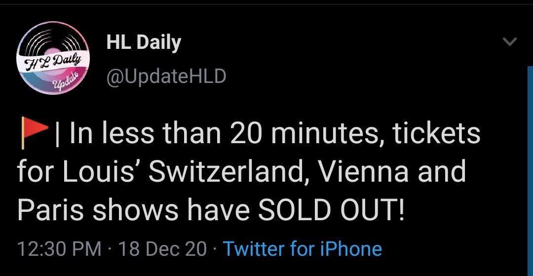 The time all the tickets for his tour sold out in less than 20 minutes of being put on sale.