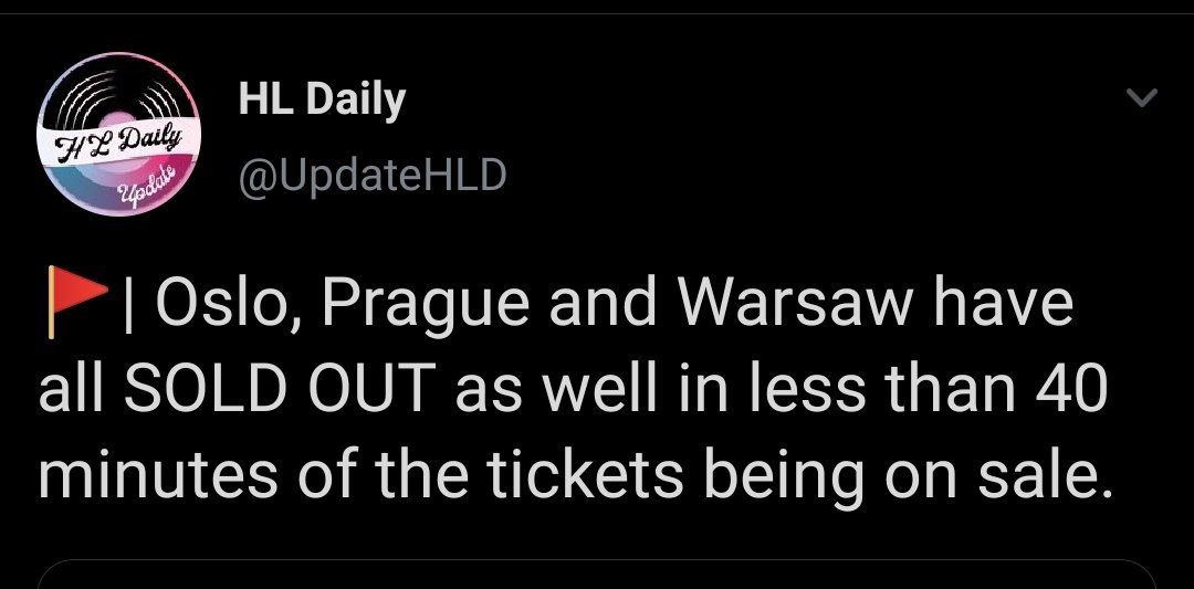 The time all the tickets for his tour sold out in less than 20 minutes of being put on sale.