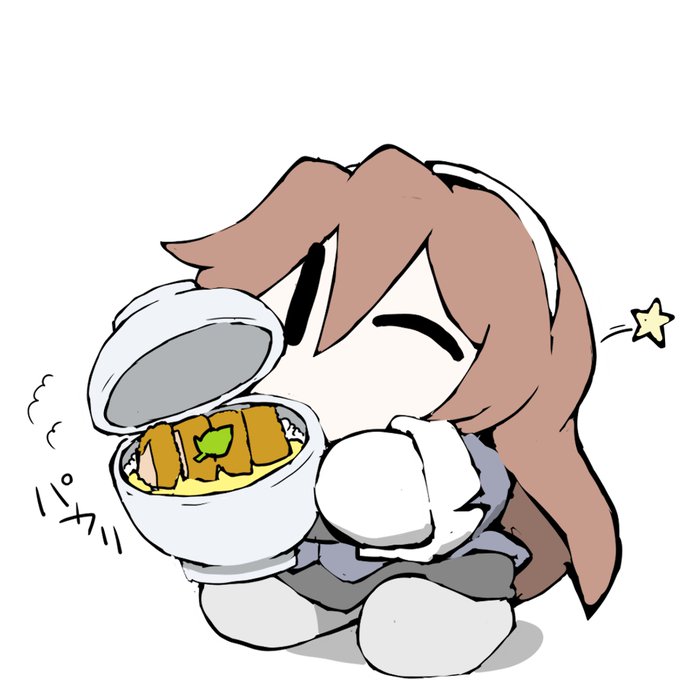 艦これラクガキ、まめ艦あしがらとかつ丼w 