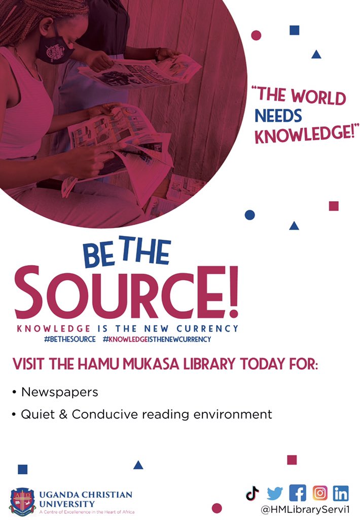 HMLibraryServi1's tweet photo. “Ignorance of current affairs is so dangerous.” @UCUniversity students were blessed with the @UcuLibrary that provides newspapers and a conducive environment where they can read and know more about what’s happening outside the blue gates.
#BetheSource https://t.co/UhE3rnBPKd