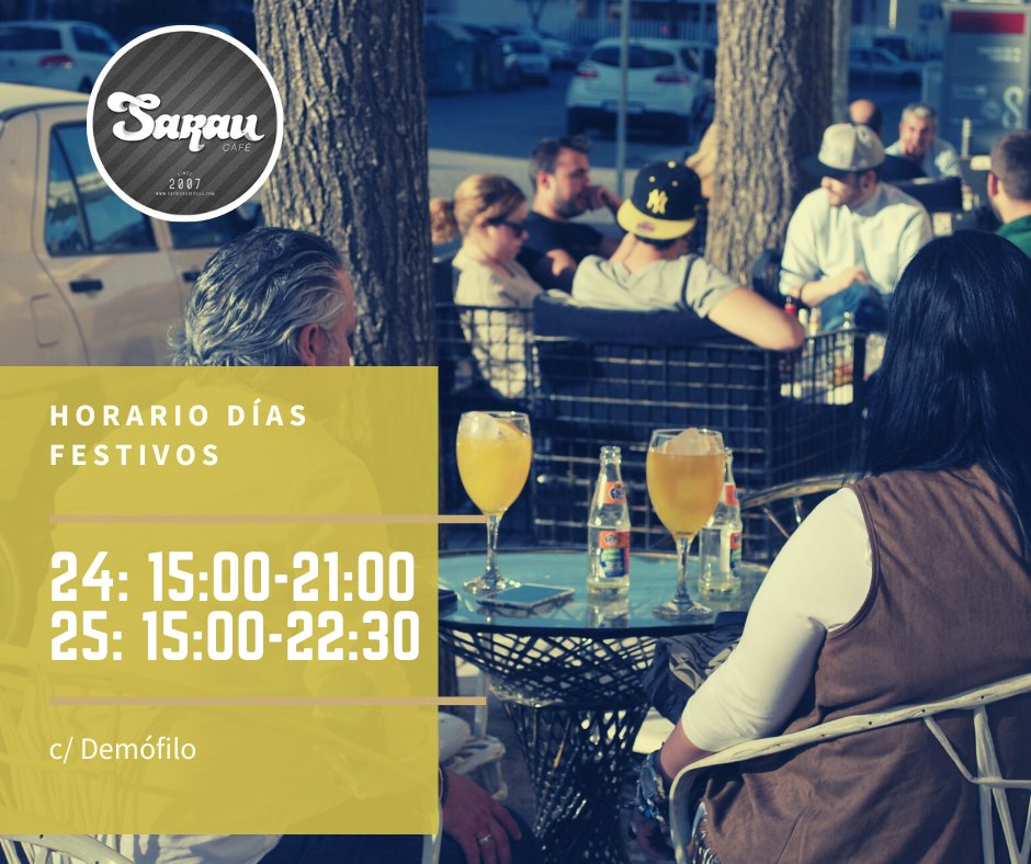👉 Organiza tus copas de estos días festivos👈

🔝 Te esperamos para las copas los días 24 y 25.

Les esperamos en 📍 c/ Demófilo, Sevilla Este.
También disponibles vía ☎️📲.