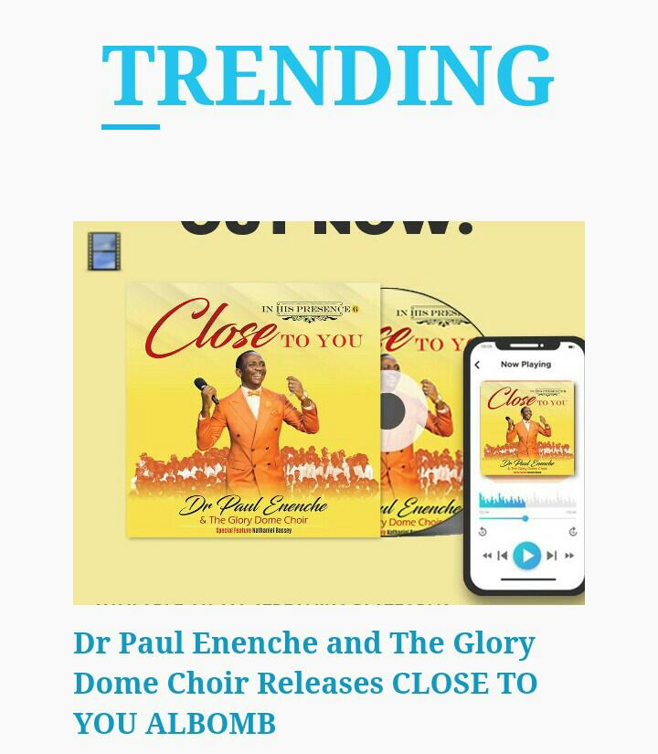 GospelNaija's tweet photo. #ALBOMB Close to You - @DrPaulEnenche still trending..
Visit https://t.co/chYiJClUvO 
#GospelNaija 
#Trending https://t.co/ia7xWha0ag