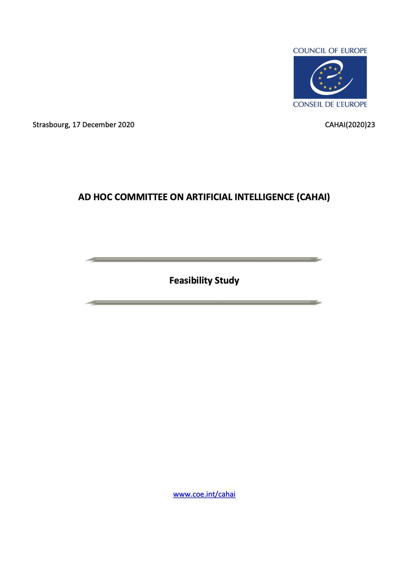 Retrouvez l'étude de faisabilité du #CAHAI relative à des standards juridiques sur l'#IA, fondés sur les droits de l'homme, la démocratie et l'Etat de droit (anglais seulement pour l'instant)

rm.coe.int/cahai-2020-23-…