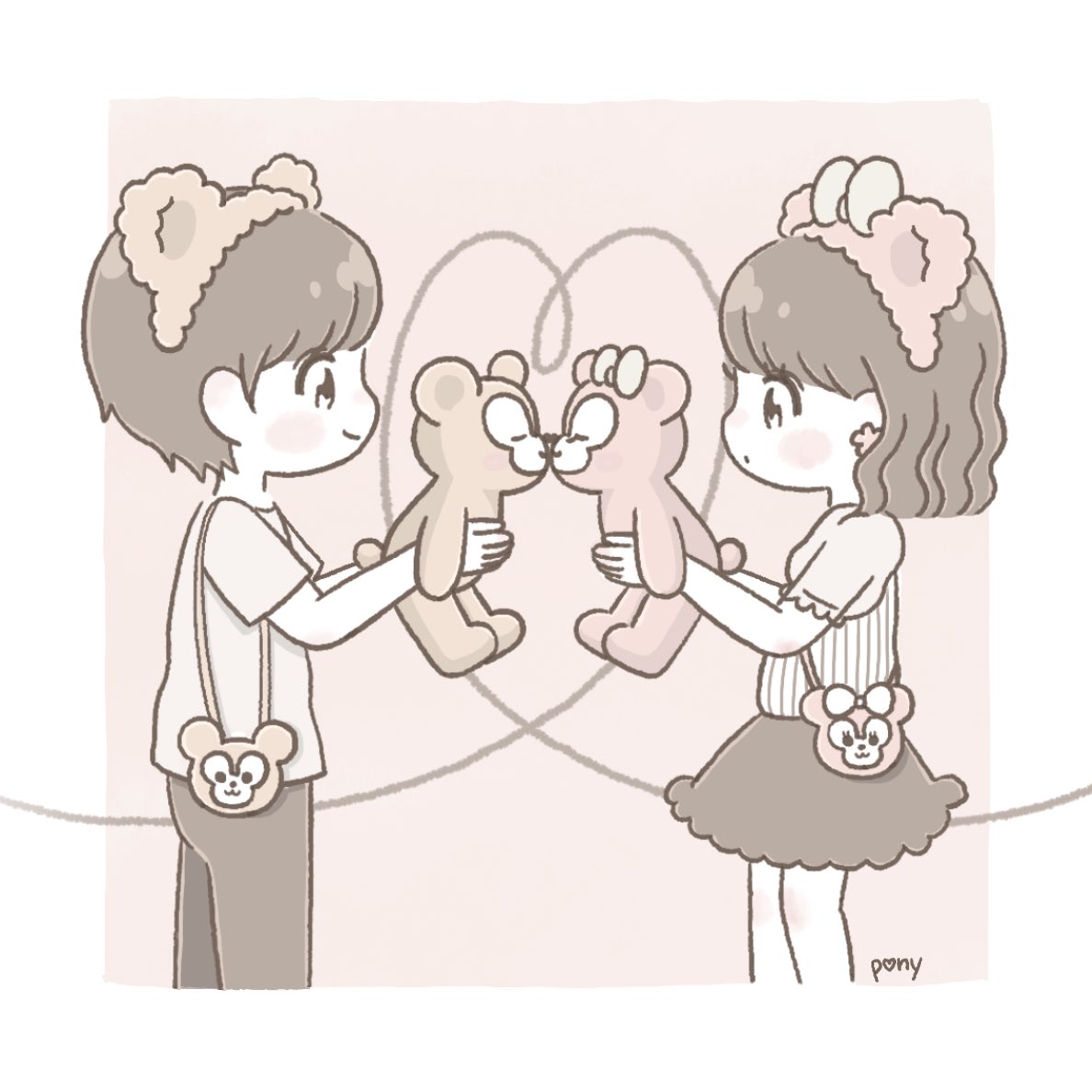 Pony ほのちゃん Honoillust と絵柄交換しました カップルイラスト ディズニーイラスト ダッフィー シェリーメイ T Co Kogxyt4kn3 Twitter