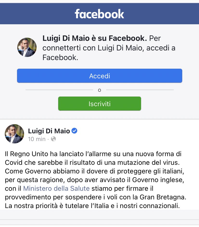 Italy will suspend flights from the Uk. 

Announcement via Facebook by the Foreign Minister.