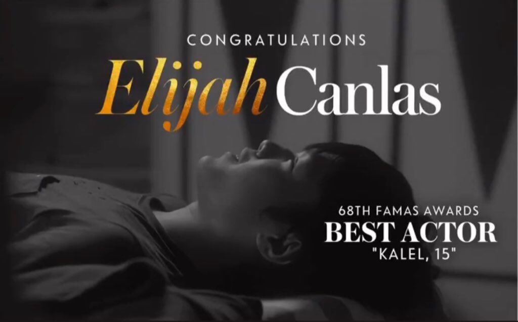 elijahcontent_'s tweet photo. Pagbati sa FAMAS Best Actor, @elijahcanlas_ sa kaniyang natatanging pagganap bilang Kalel. https://t.co/CeJmHvpmRT