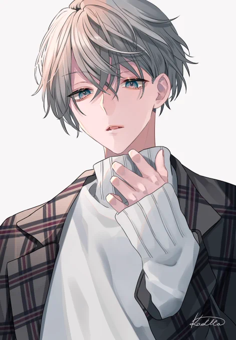 銀髪青目男子 