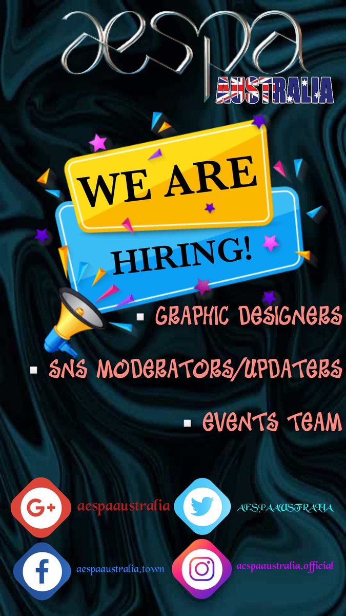 AESPAAUSTRALIA's tweet photo. 📢 A T T E N T I O N S MYs❗

AESPA AUSTRALIA are Recruiting for the following;

If you are interested just DM us 😉
Don't be SHY 😊 https://t.co/50uGHOJ9ys