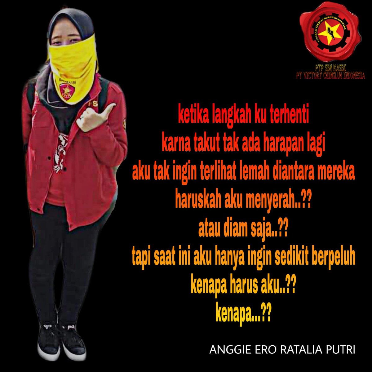 uye_samki's tweet photo. #nike supplier fired a female worker who fight for access to a lactation room in a factory.
#PTvictoryChingluhIndonesia
#PekerjakanKembaliAnggie
#Stopunionbusting
#KebebasanEkspresiAdalahHak
#NikeJV
#Nike
#JanganArogan
#StopPHKsepihak
#nikesweatshop https://t.co/1QDZnKhUn0