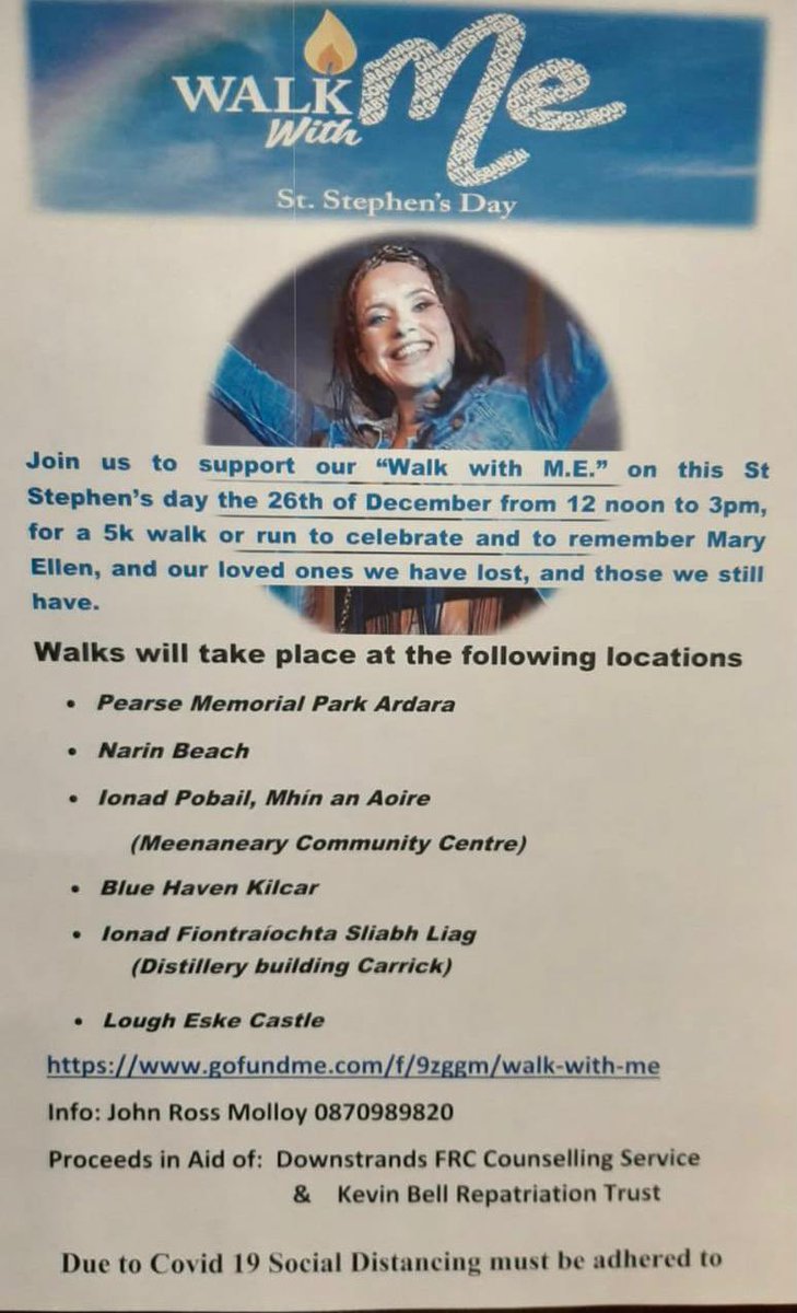 Today we remember the lovely Mary Ellen who lost her life 1 year ago today in Australia.The best way to honor her this year is to walk  in her memory on St Stephens Day from 12-3pm. All proceeds to go to the Kevin Bell Foundation and the Downstrands Counselling service.