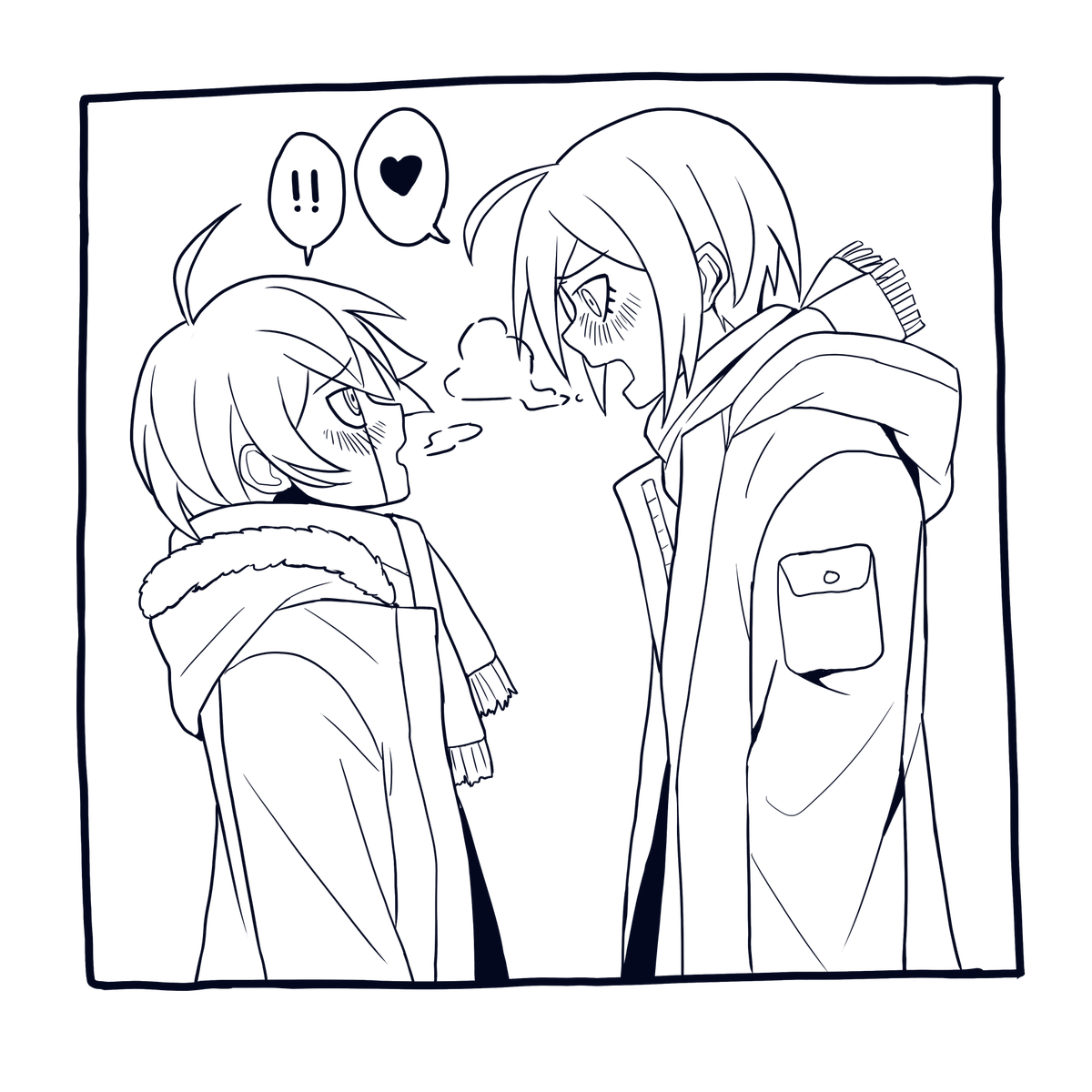 It's not really visible but I tried a thicker lineart for this, here's the uncolored version (1/2) 