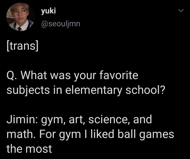 “ Arts students would not put in effort to study Maths, but Jimin is the only 1 in Arts/Music/Dance majors to score a perfect 100 on a Maths exam. ” (OP was jimin’s math teacher)HE'S SO INCREDIBLE IN ANYTHING 