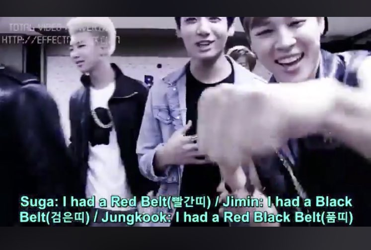 jimin was class president for 9 years he also learned martial arts including kendo & has a black belt in taekwondo.