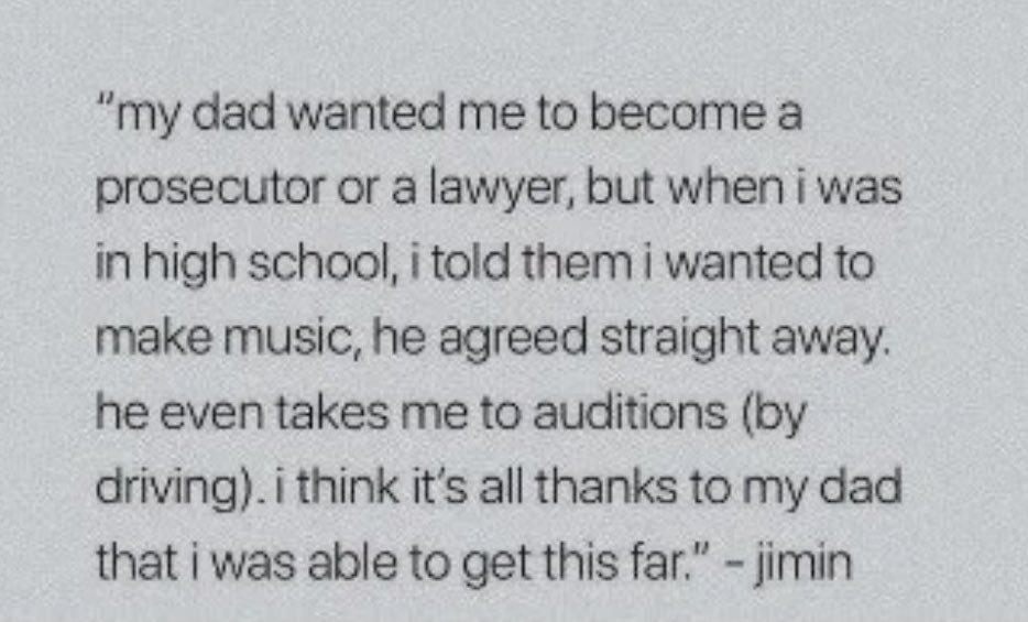 jimin's dad was always so supportive of him , they have the most precious relationship 