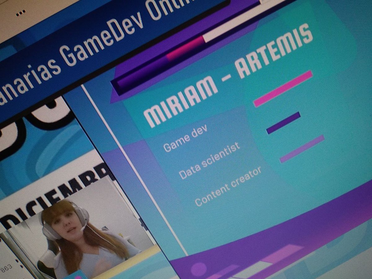 CanariasDev's tweet photo. 🗣️@artemismcg nos cuenta toda su trayectoria y la especial importancia de participar en #GameJams!!!

#CGDOnline20 https://t.co/oA9lQSEgrj