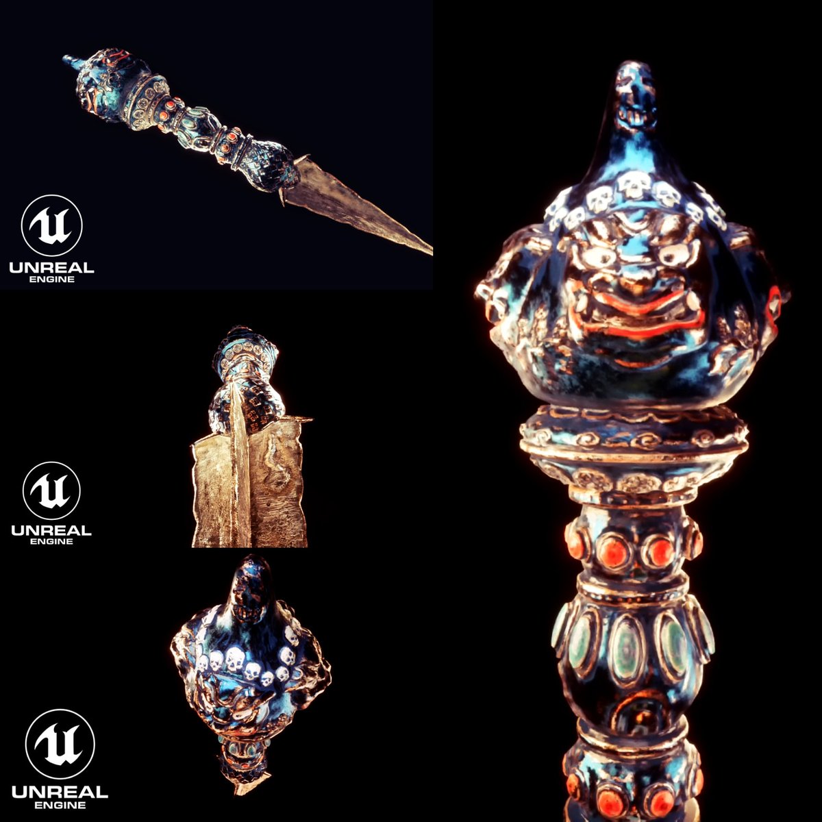 Dharmrajpatel61's tweet photo. Phurba Dagger(Kila) #prop #phurba #kila  #3d #substancepainter #substance #unrealengine #3dsmax #zbrush #zbrushsculpt #autodesk #bhudha #uncharted  @UnrealEngine @Substance3ddsgn @Substance3D  @Adsk3dsMax @autodesk @80Level https://t.co/IWNvPpjHch