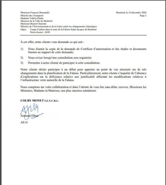 LETTRE DU FONDS D'HÉRITAGE <a href="/Val_Plante/">Valérie Plante</a> <a href="/fbonnardelCAQ/">François Bonnardel</a>  <a href="/CharetteB/">Benoit Charette</a> concernant la coupe de 500 arbres dans la falaise st jacques. Si vous souhaitez faire un don legacyfundenvironmental.org/donate-1🐦🌲