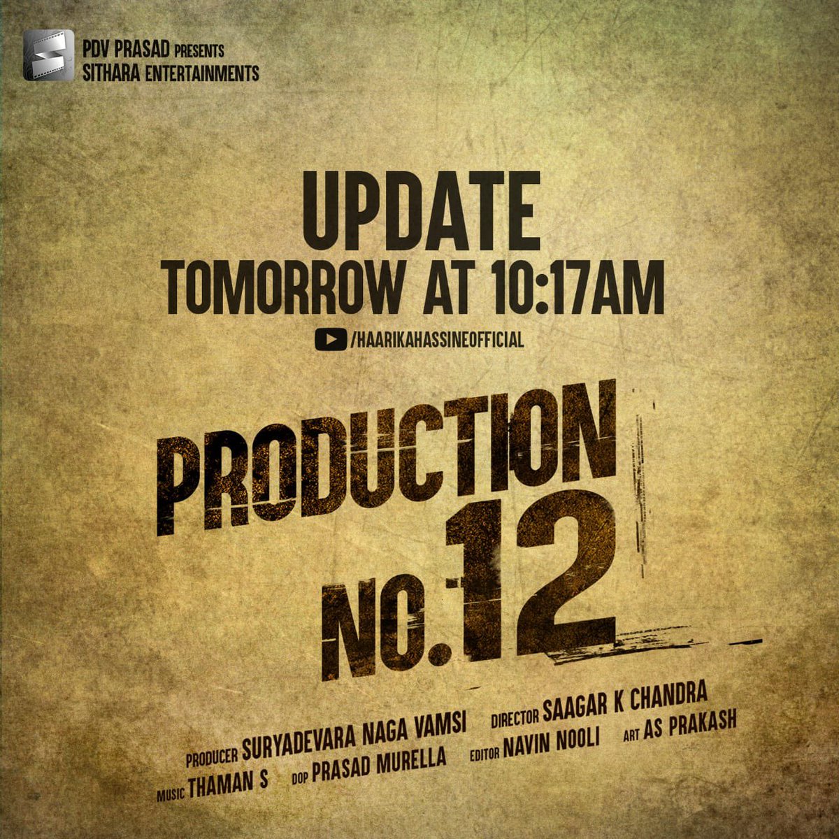 saagar_chandrak's tweet photo. We have an update for you all, Tomorrow at 10:17am! Stay tuned 🤩 

https://t.co/xih7T3yrD1

@PawanKalyan @MusicThaman @vamsi84 @SitharaEnts https://t.co/jEEwrl6JUk
