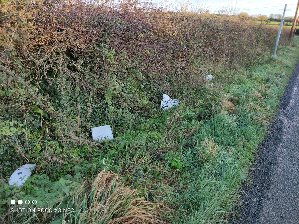 jonmcenteen's tweet photo. Surprising what you'll find in a Co Meath ditch while out for a walk. What sort of people do this. How hard is it to recycle your toilet? https://t.co/7TwtV3Wqtx https://t.co/EP0TUy90Ww
