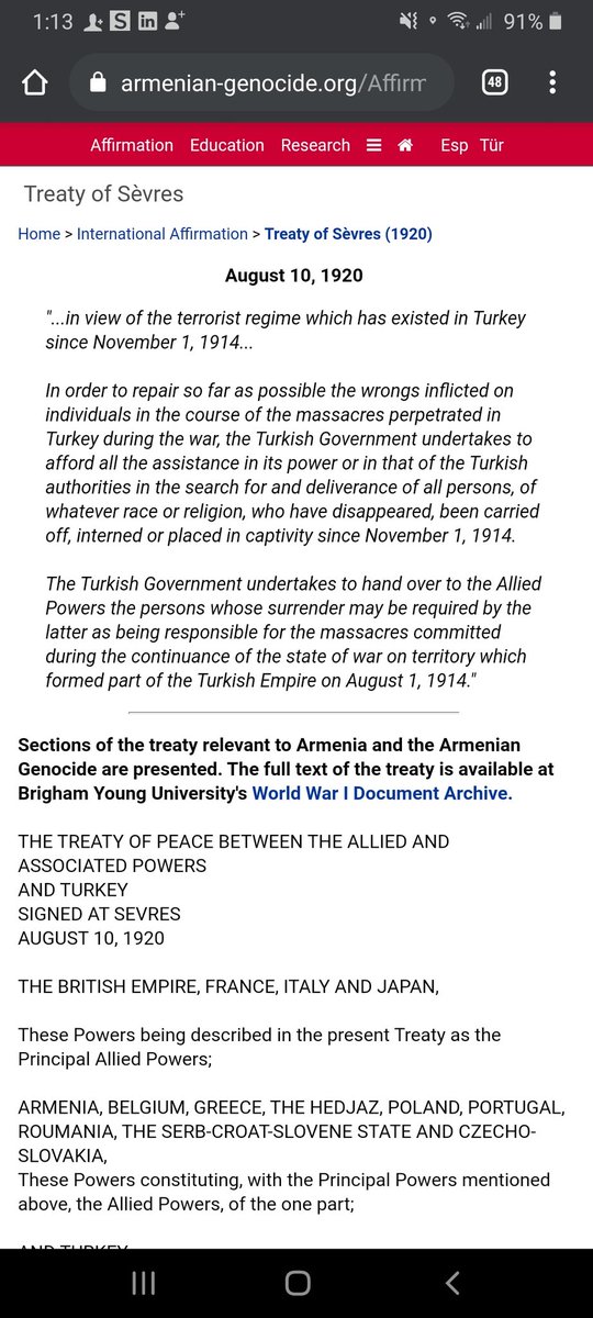 More historical proof :Treaty of Sèvres articles (The Treaty of Peace Between the Allied Powers and the Ottoman Empire), signed by: Principal Allied Powers(  , Hejaz , Yugoslavia & Czechoslovakia) and Central PowersOttoman Empire (AKA ). Excerpts :