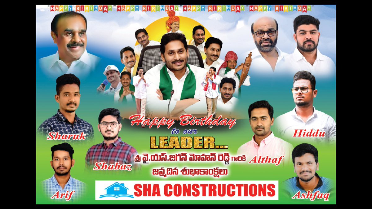 malthafkhan16's tweet photo. Wish u many more happy returns of the day young  leader @ysjagan Anna From 
SHA Construction's https://t.co/vn1YFORIqY