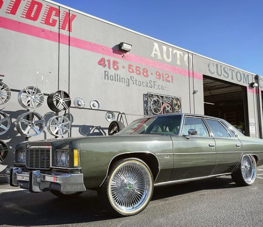 RollingStockSF's tweet photo. ‘75 Impala on 22” standard offset 150 Spokes wrapped with 
vogue tyres!!
Want to customize your ride? Call our team at ☎️ 415-558-9121

#Citybythebay
#carculture #soicy #bayareacars
#carlifestyle https://t.co/pYpJQxCyxx