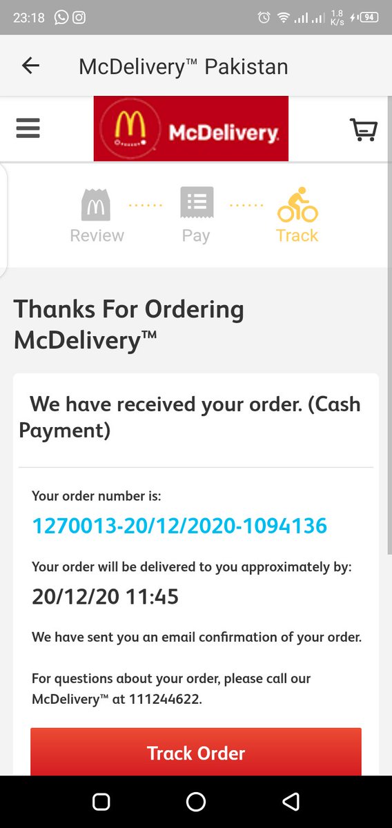 joinbaloch's tweet photo. Hey @McDonaldsPK.... I am really impressed by your quick service...I just placed an order at 22:18 &amp; just after 6-7 mins,when tracked......my order was delivered....like seriously???
But where?&amp; your staff is insisting to cancel the order?WTH is going on? https://t.co/QOay3lwdDF