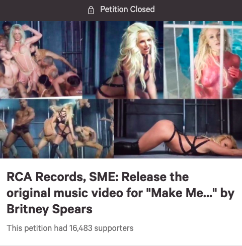 That obviously didn't sit well with fans, who started petitions for them to release the original video.  #FreeBritney