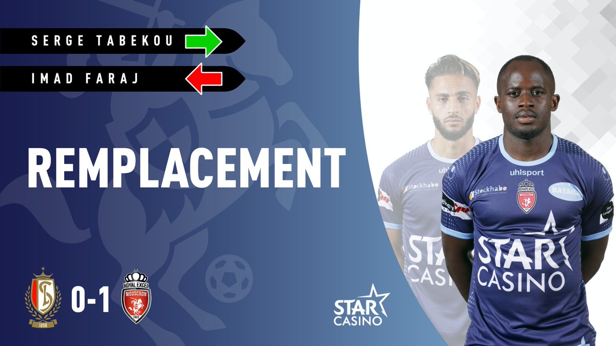 ExcelMouscron's tweet photo. 71’ | 0-1 | #STAREM | Remplacement 🔄

➡️ Serge Tabekou
⬅️ Imad Faraj https://t.co/vdibWw9O8H