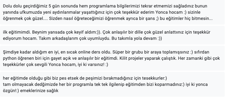 yoncakurt_tech's tweet image. Python Programlama Eğitimi geri bildirimleri
Bu kadar enerjiyi nereden mi buluyorum?
İşte bu tweetlerde gördüklerinizden 🧿
VARAN1
#pythonlearning #pythonprogramlama #python #yoncaözgünakademi