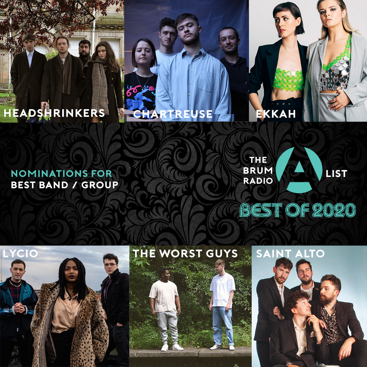 Boxing Day The OFFICIAL <a href="/BrumRadioAlist/">The OFFICIAL Brum Radio A-List</a> Best of 2020 with @reybekillbrum 
Featuring Best Band/Group:
<a href="/chartreuse_band/">Chartreuse</a> 
<a href="/EKKAH/">EKKAH</a> 
<a href="/HeadshrinkersX/">HEADSHRINKERS</a> 
<a href="/lyciomusic/">Lycio</a> 
<a href="/saintalto/">Saint Alto</a> 
<a href="/worst_guysmusic/">The Worst Guys</a>
Listen live Saturday 26th December at 2pm brumradio.com
#InBrumWeTrust #Birmingham