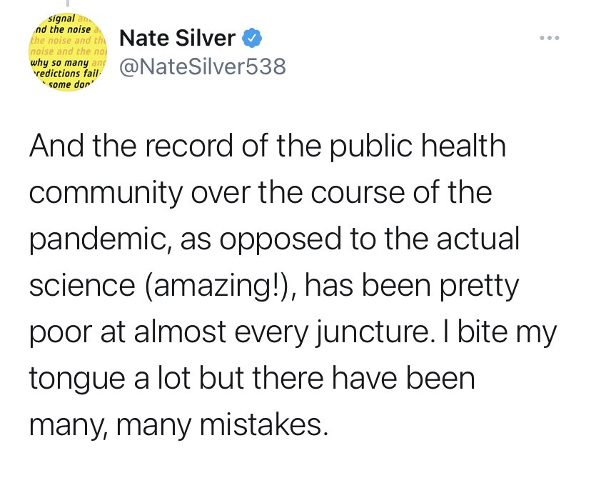 If you approach an international health crisis with a “public health vs. real science” framing, you are simply not doing it right. All you’re demonstrating is that you don’t have a good enough grasp of either “public health” or “science” for people to trust your opinions.