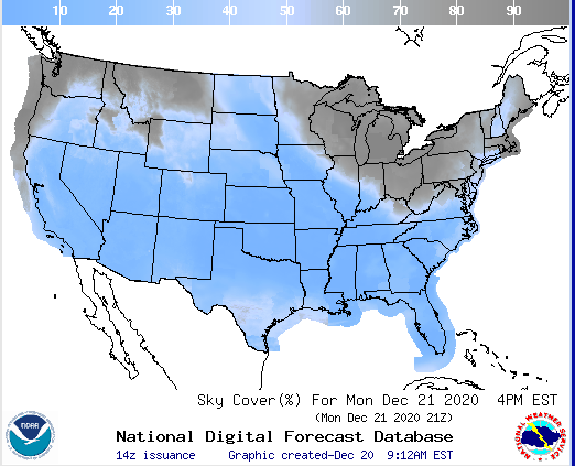 9) SKY EVENTHow many people will be going outside tomorrow night to watch the sky?Best visibility is within the hour/2 after sunset.Maps of sky cover for CONUS from 4pm - 10pm EST (covering all TimeZones) https://graphical.weather.gov/sectors/conus.php