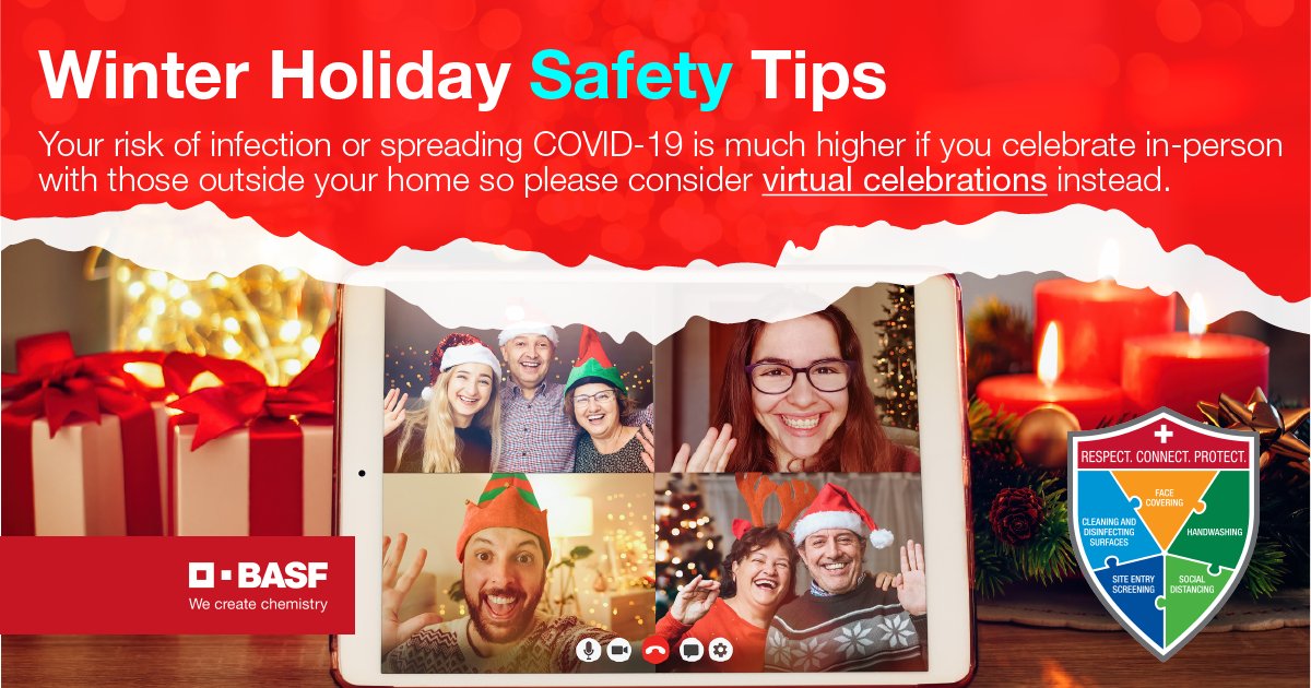 BASFCorporation's tweet photo. Virtual celebrations are a great way to stay connected to loved ones this holiday season while ensuring everyone’s health and safety. Take the #BASF_PledgeToProtect in order to keep yourself, your loved ones and your community safe. https://t.co/QPVfFzxZMH