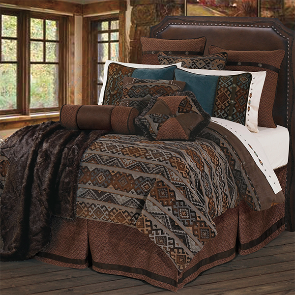 hiendaccents's tweet photo. The Rio Grande ensemble features a luxury duvet and coordinating accessory items. Tooled faux leather accentuates warm luxurious style while rich blues and browns saturate southwestern elements to draw the eye to Rio Grande's bountiful assortment of luxurious accessories. https://t.co/q880WwQ2JK