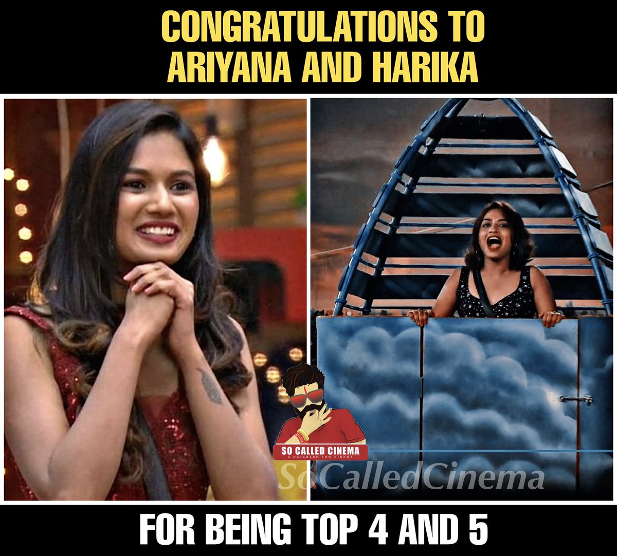 socalledcinemaa's tweet photo. Congrats #Ariyana #Harika ..!!

#BiggBossTelugu4 #BBTeluguGrandFinale #BiggBoss https://t.co/qSMTem07Ea